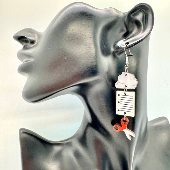 Rock Paper Scissors Earrings - Teacher Earrings - Game Earr - Picture 7 of 8